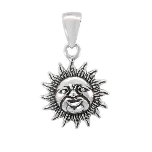 Sterling Silver Oxidized Double Sided Sun Pendant