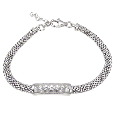 Adjustable Cubic Zirconia Bar Bracelet