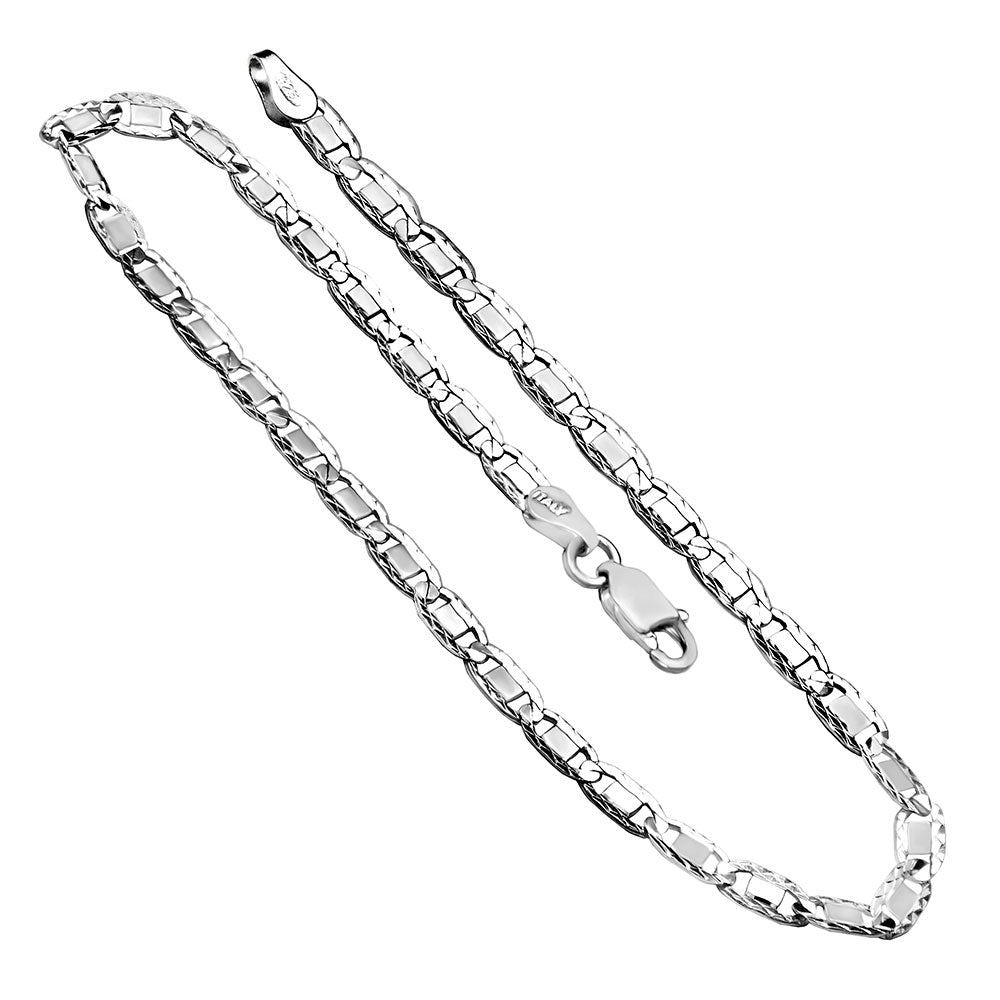 Valentin Diamond Cut Italian Sterling Silver Anklet