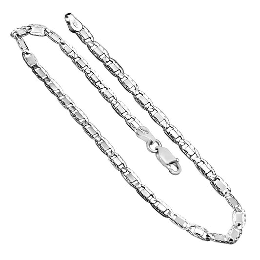 Valentin Diamond Cut Italian Sterling Silver Anklet