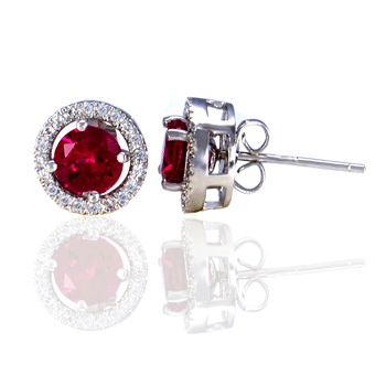 6mm Ruby Color CZ Jacket Stud Earrings