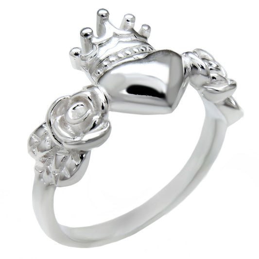 Sterling Silver Heart Crown Ring