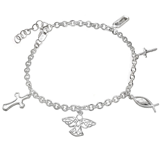 Sterling Silver Religious Charm Bracelet