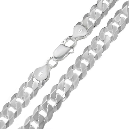 flat curb chain sterling silver bracelet