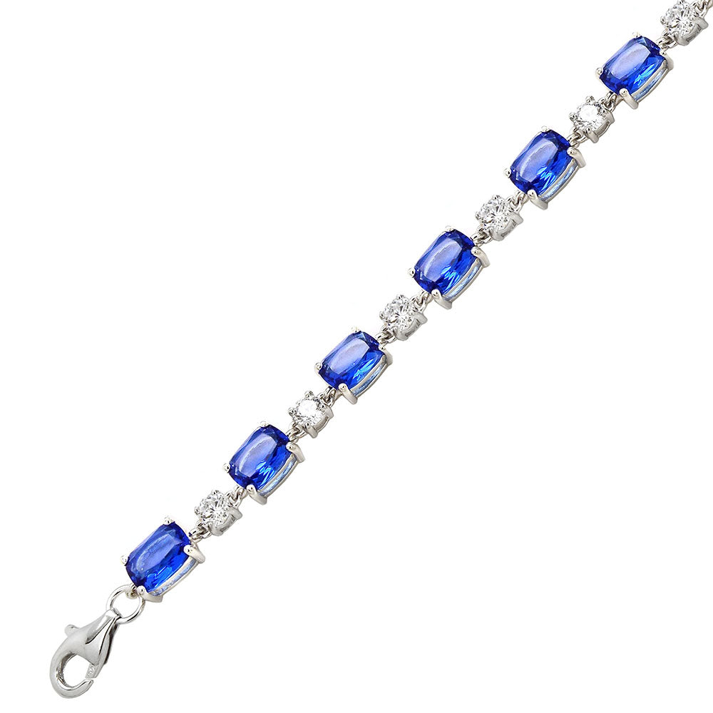 Tanzanite & Clear Cubic Zirconia Sterling Silver Tennis Bracelet