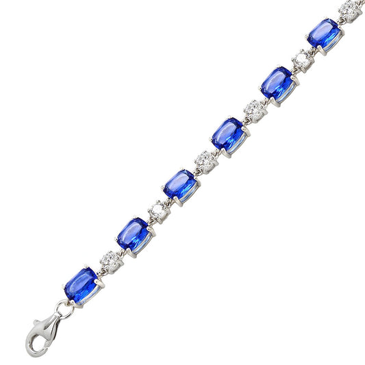 Tanzanite & Clear Cubic Zirconia Tennis Bracelet