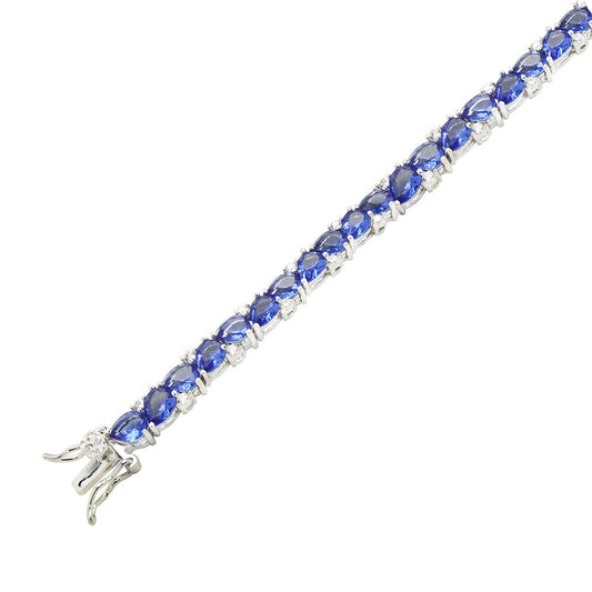 Sterling Silver Tanzanite CZ Tennis Bracelet