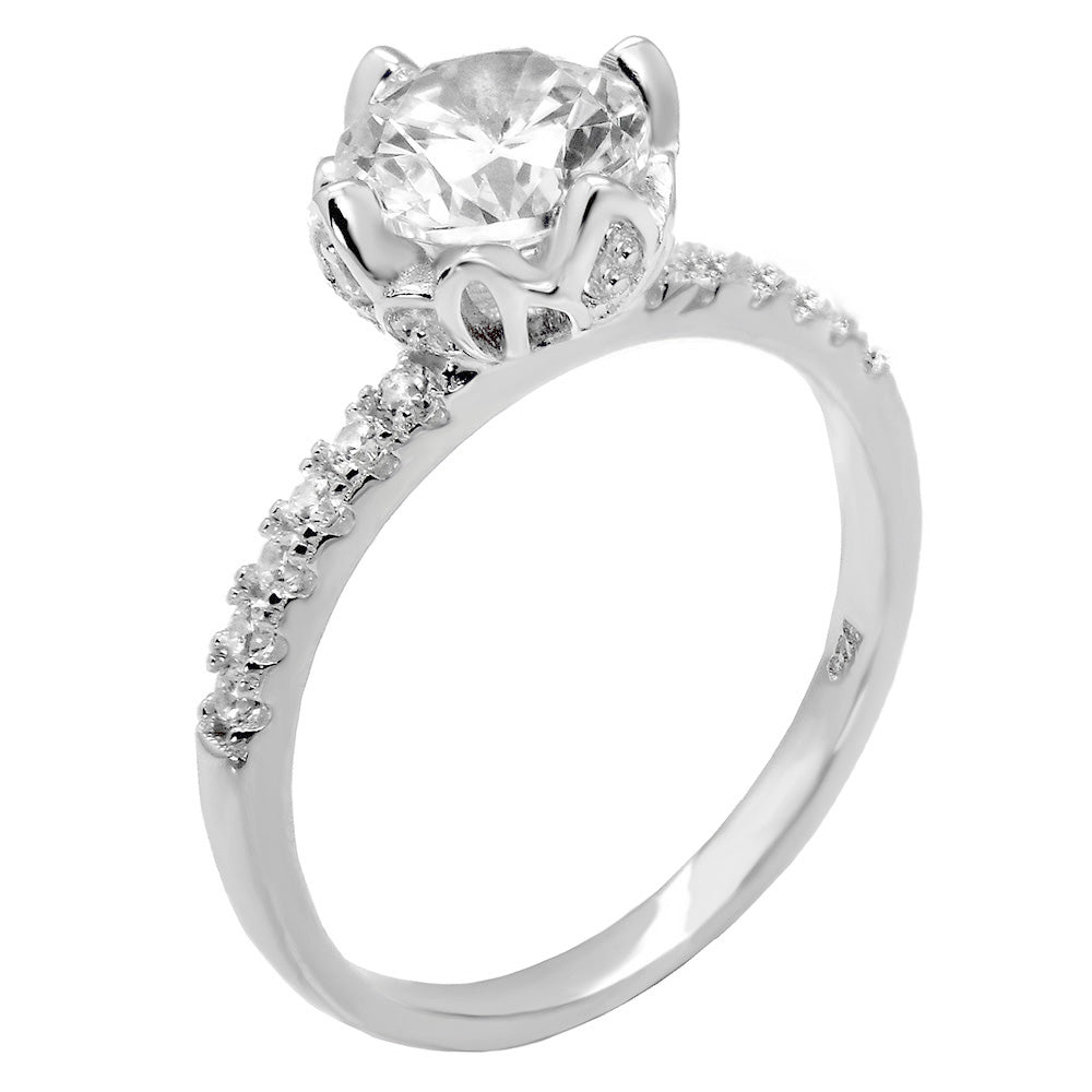 Sterling Silver 7MM Round CZ Solitaire Engagement Ring