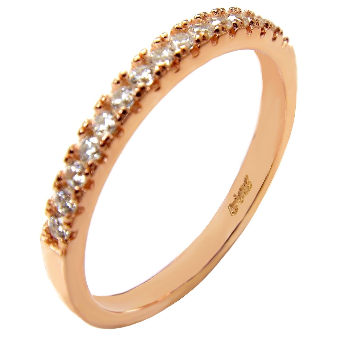 Rose Gold Plated Band Ring with Cubic Zirconia