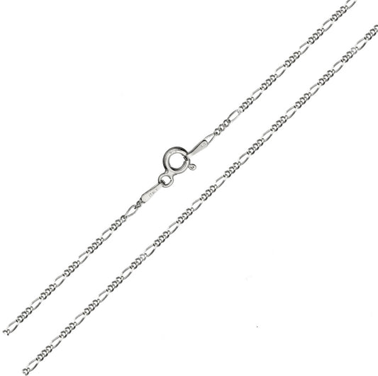 Italian Figaro Rhodium Chain (0.9mm)