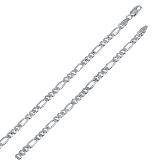 4mm figaro chain sterling silver bracelet