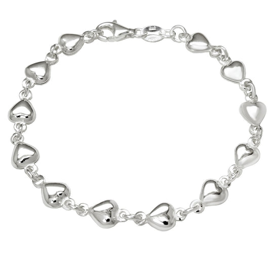 Sterling Silver Puff Heart Bracelet