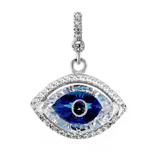 Evil Eye Laser Dark Blue CZ Pendant