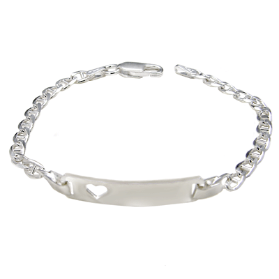 Italian Sterling Silver Marina 6MM ID W. Heart Baby Bracelet