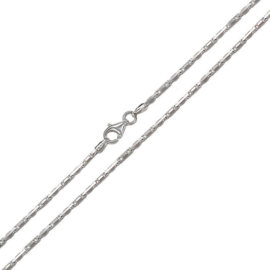 Italian Sterling Silver Heshe Rhodium Chain