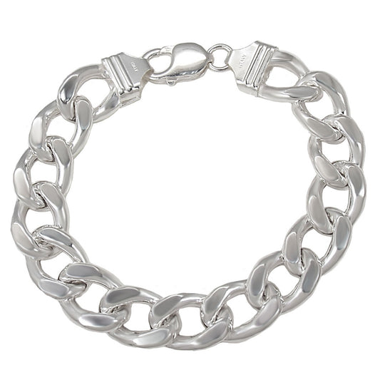 chunky curb chain sterling silver bracelet