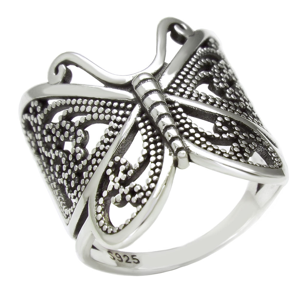 Filigree Butterfly Oxidized Ring