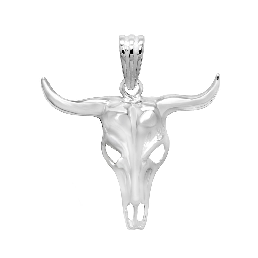 Silver Bull Skull Pendant