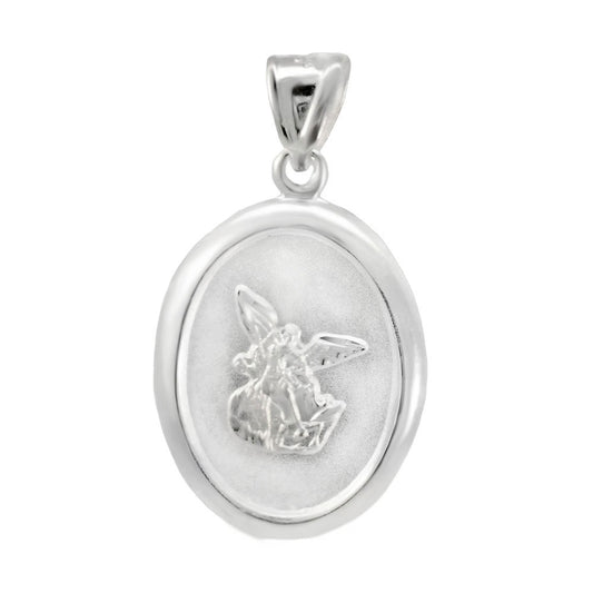 Saint Michael 925 Sterling Silver Oval Medal Pendant