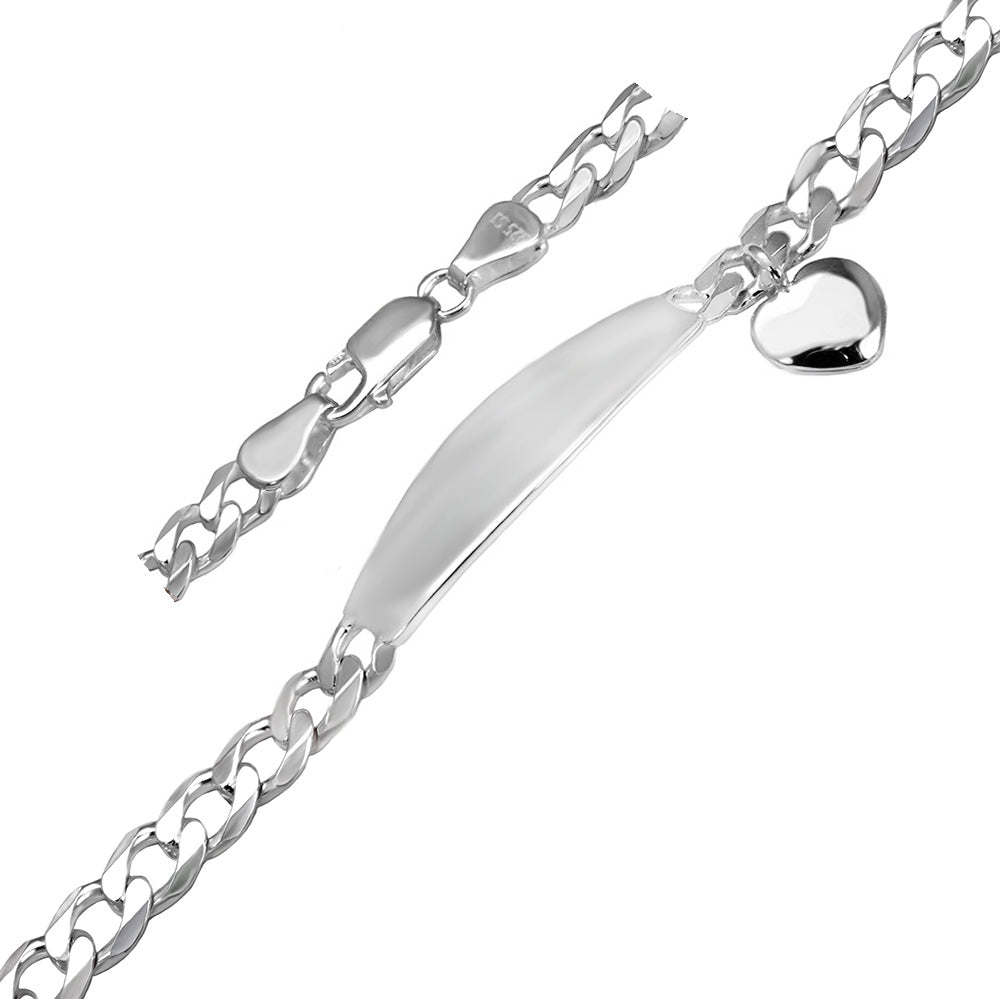 Oval ID Bracelet with Engravable Heart