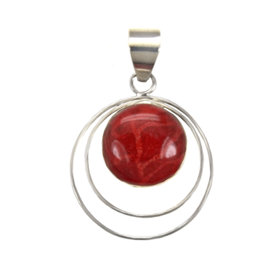 Sterling Silver Red Coral Pendant