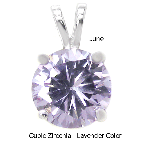 Sterling Silver 4 Prong 7mm Round Lavender CZ Pendant