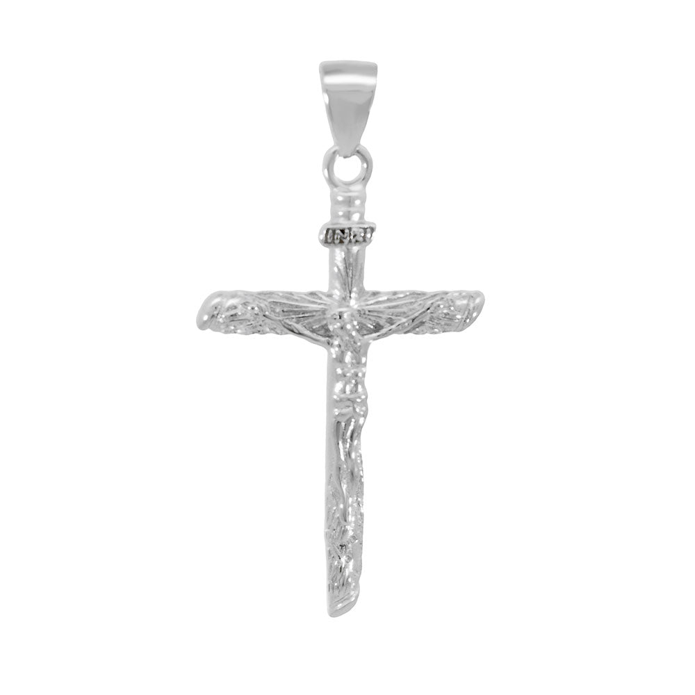 Sterling Silver Rhodium Crucifix Cross Pendant