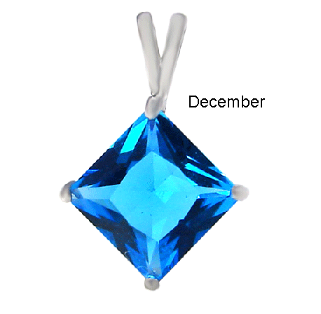 7mm Princess Cut Cubic Zirconia Blue Topaz Pendant