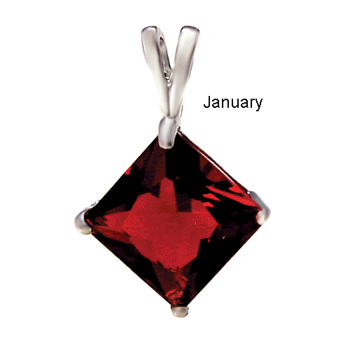 7mm Princess Cut Cubic Zirconia Garnet Pendant