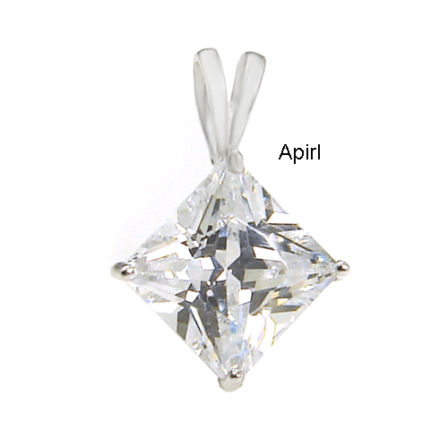 7mm Princess Cut Cubic Zirconia Pendant