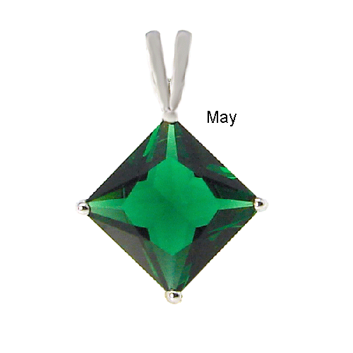 7mm Princess Cut CZ Emerald Pendant