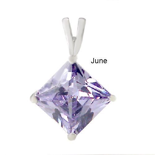 7mm Princess Cut Cubic Zirconia Lavender Pendant