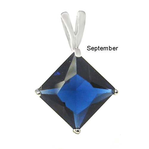 7mm Princess Cut CZ Sapphire Pendant