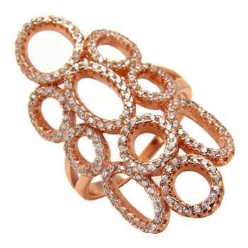 Sterling Silver Rose Gold Plated Pave CZ Ring