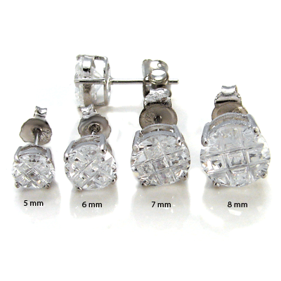 Sterling Silver Round Invisible CZ Casting Stud Earrings