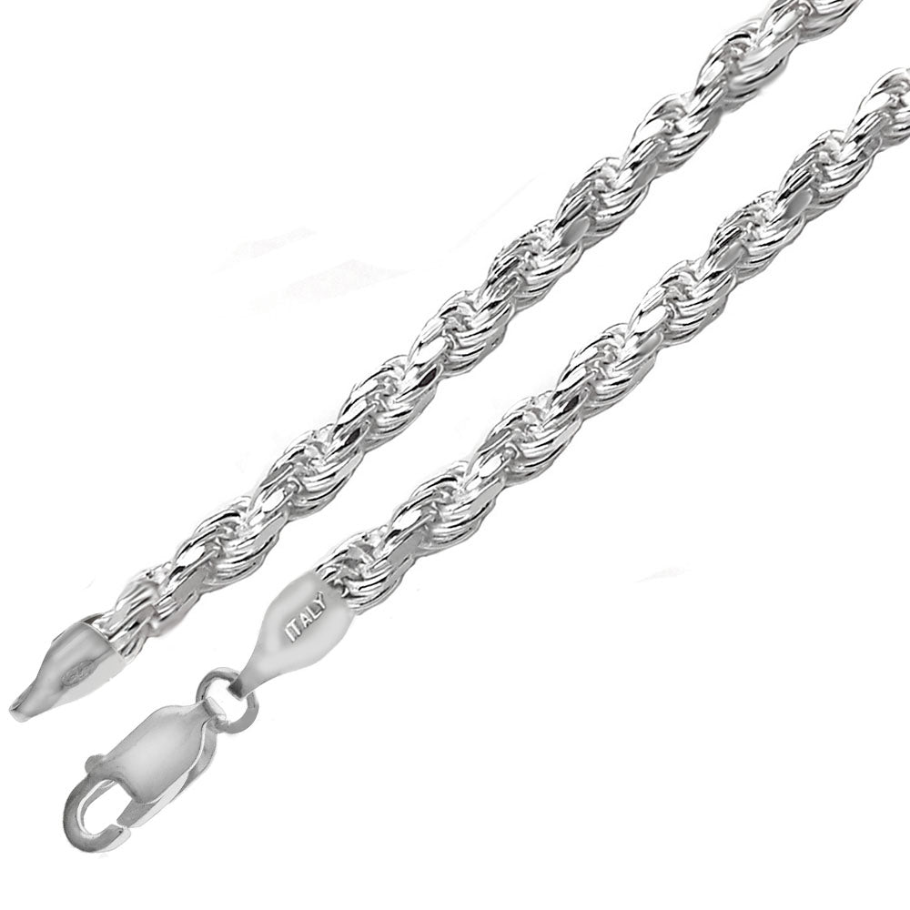 4.5mm diamond cut silver rope chain