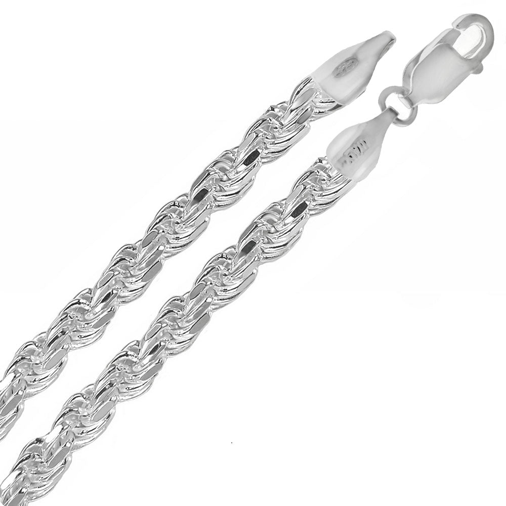 Sterling Silver Thick Rope Chain Bracelet