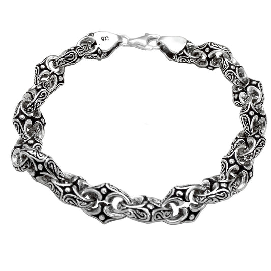 heavy oxidised silver bracelet for men