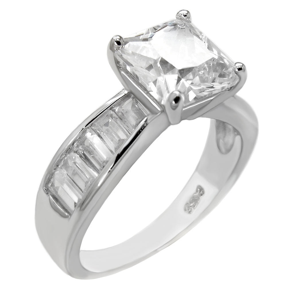 8x8 Princess Cut Baguette CZ Engagement Ring