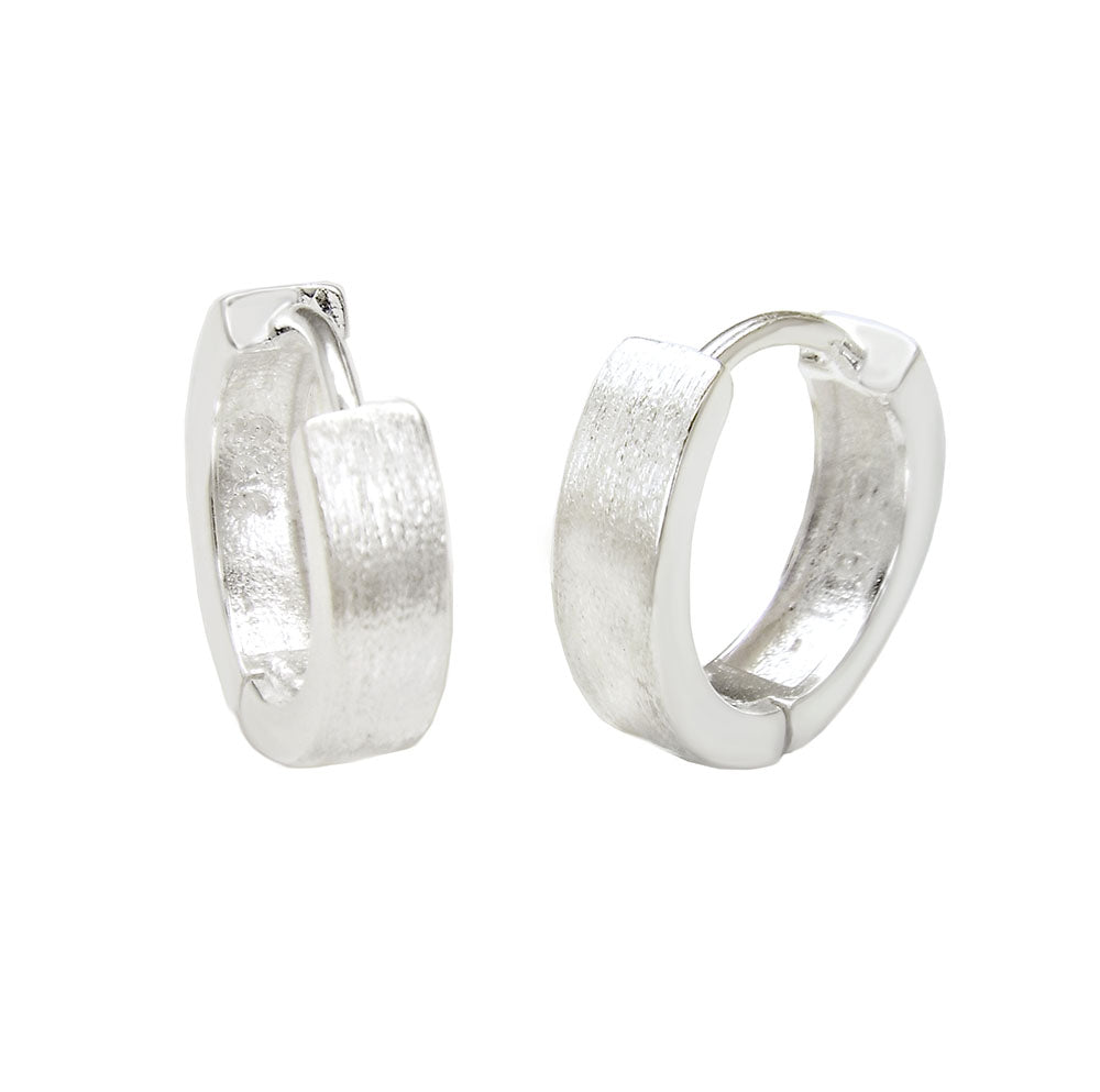 Sterling Silver Satin Finished Huggie Hoop Earrings