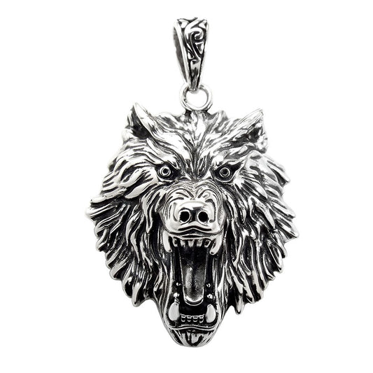 Wolf Head Oxidized Pendant