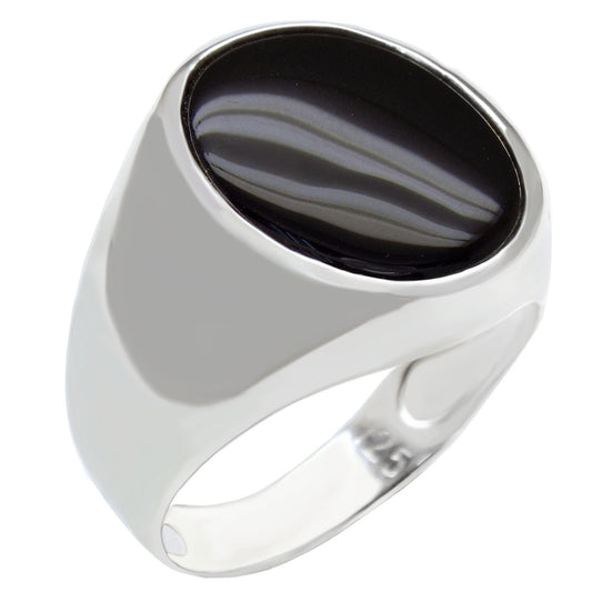 Sterling Silver Oval Onyx Polished Ring