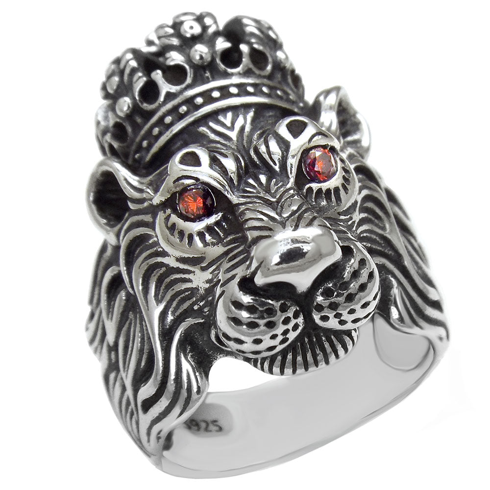 Lion King Oxidized Ring W Red Eyes