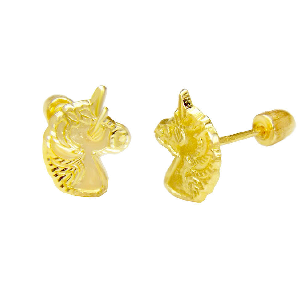  Sparkling Gold Unicorn Studs