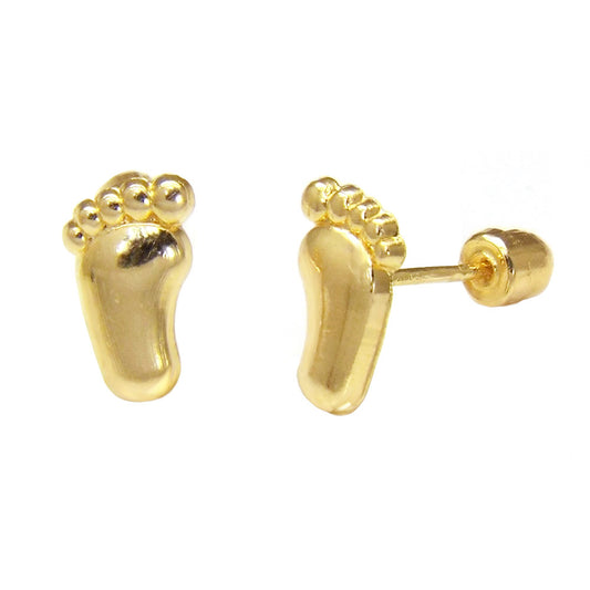 Gold Tiny Feet Stud Earrings