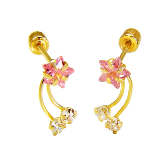 pink shooting star gold earrings with screw on backs