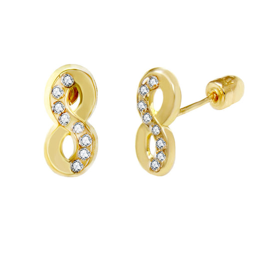 14K Gold Infinity Stud Earrings