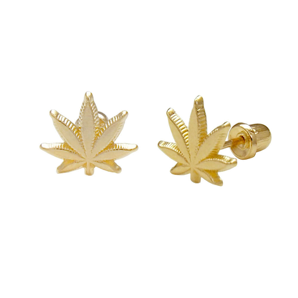 Gold Leaf Cast Stud Earrings