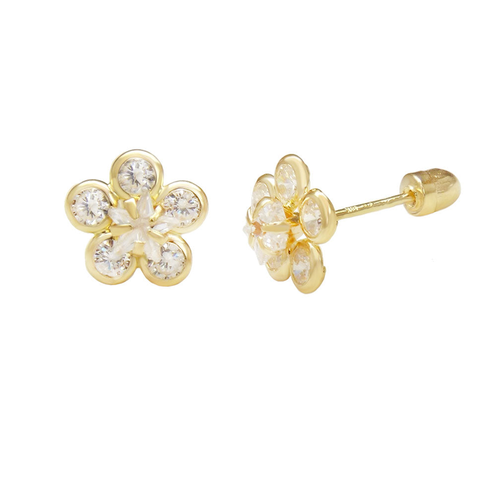 Women's Studs - Clear White Flower 