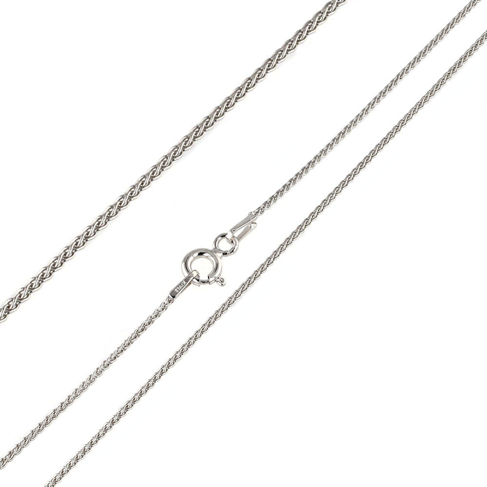 Italian Sterling Silver Rhodium 1mm Wheat Chain